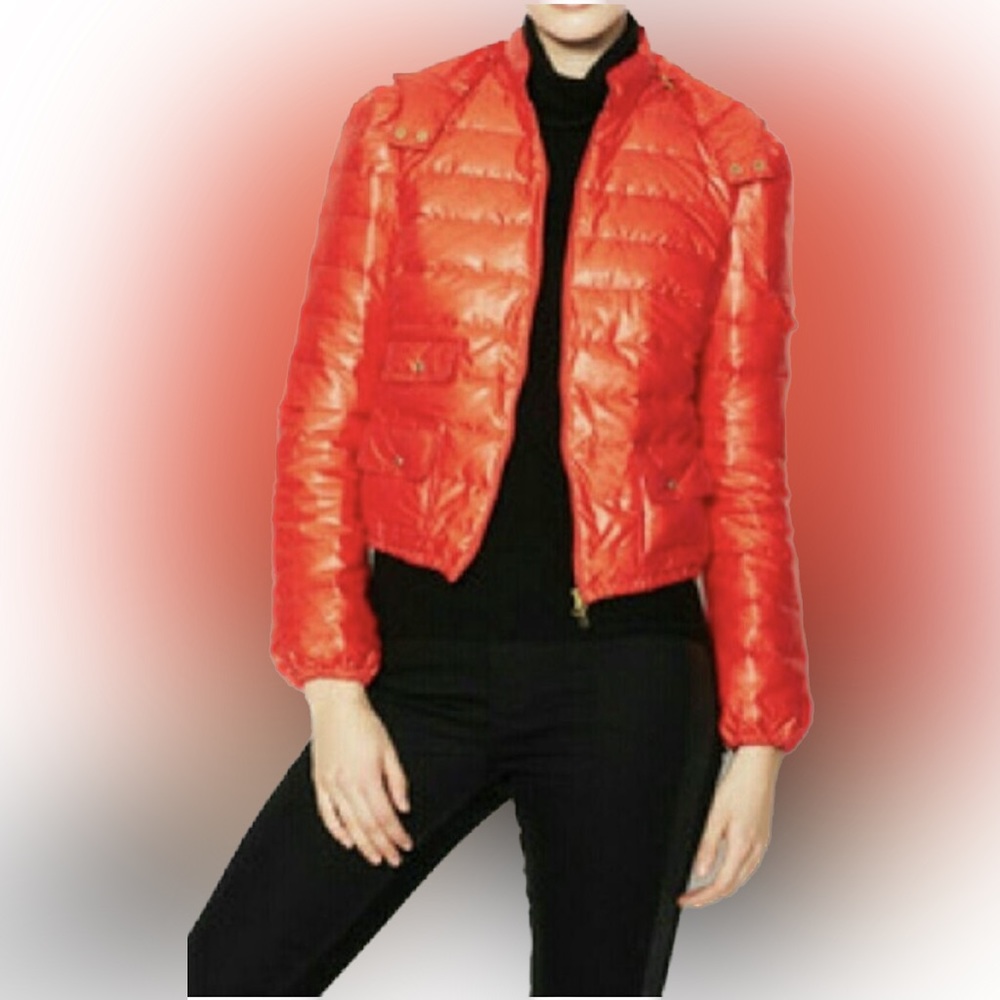 Quilted Magaschoni Puff Jacket w/Detachable Hood.